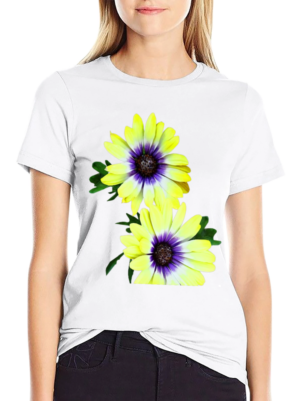 Floral T-Shirt: Yellow & Purple Daisy Print
