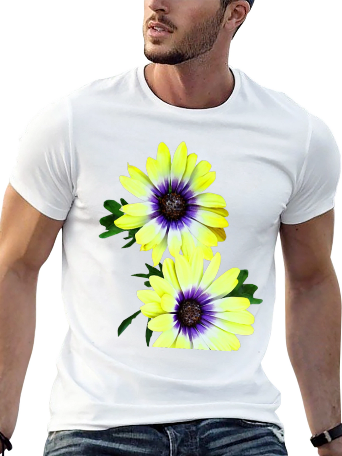 Floral T-Shirt: Yellow & Purple Daisy Print