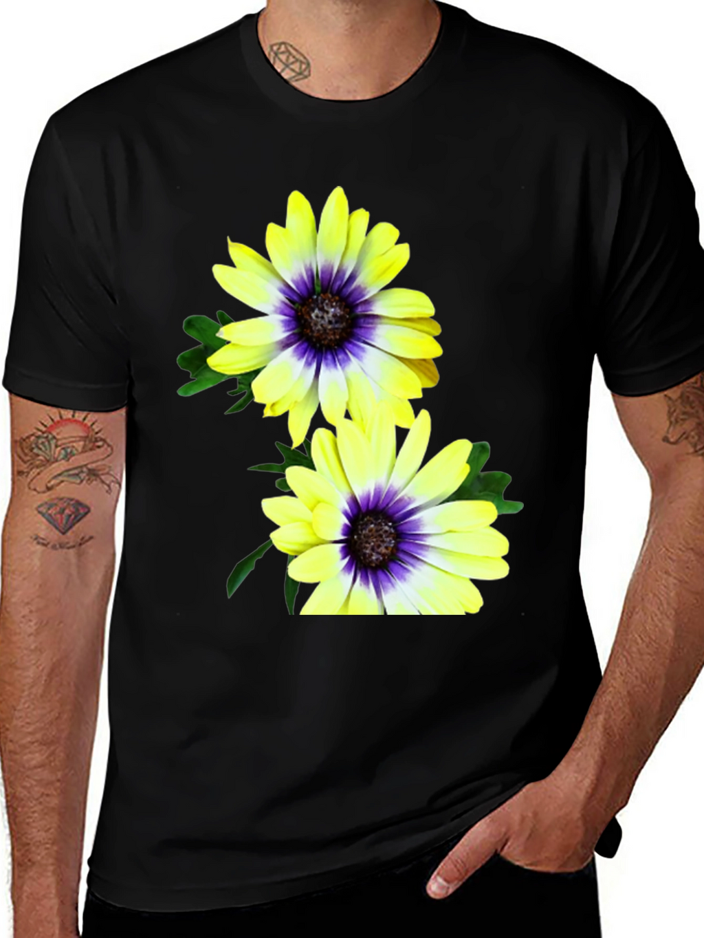 Floral T-Shirt: Yellow & Purple Daisy Print