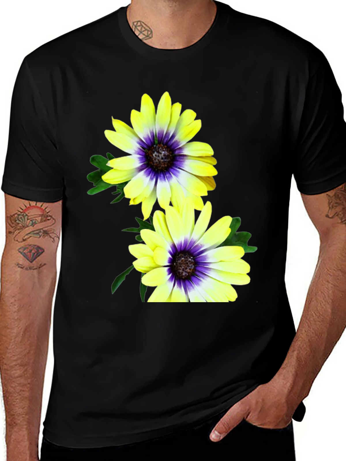 Floral T-Shirt: Yellow & Purple Daisy Print