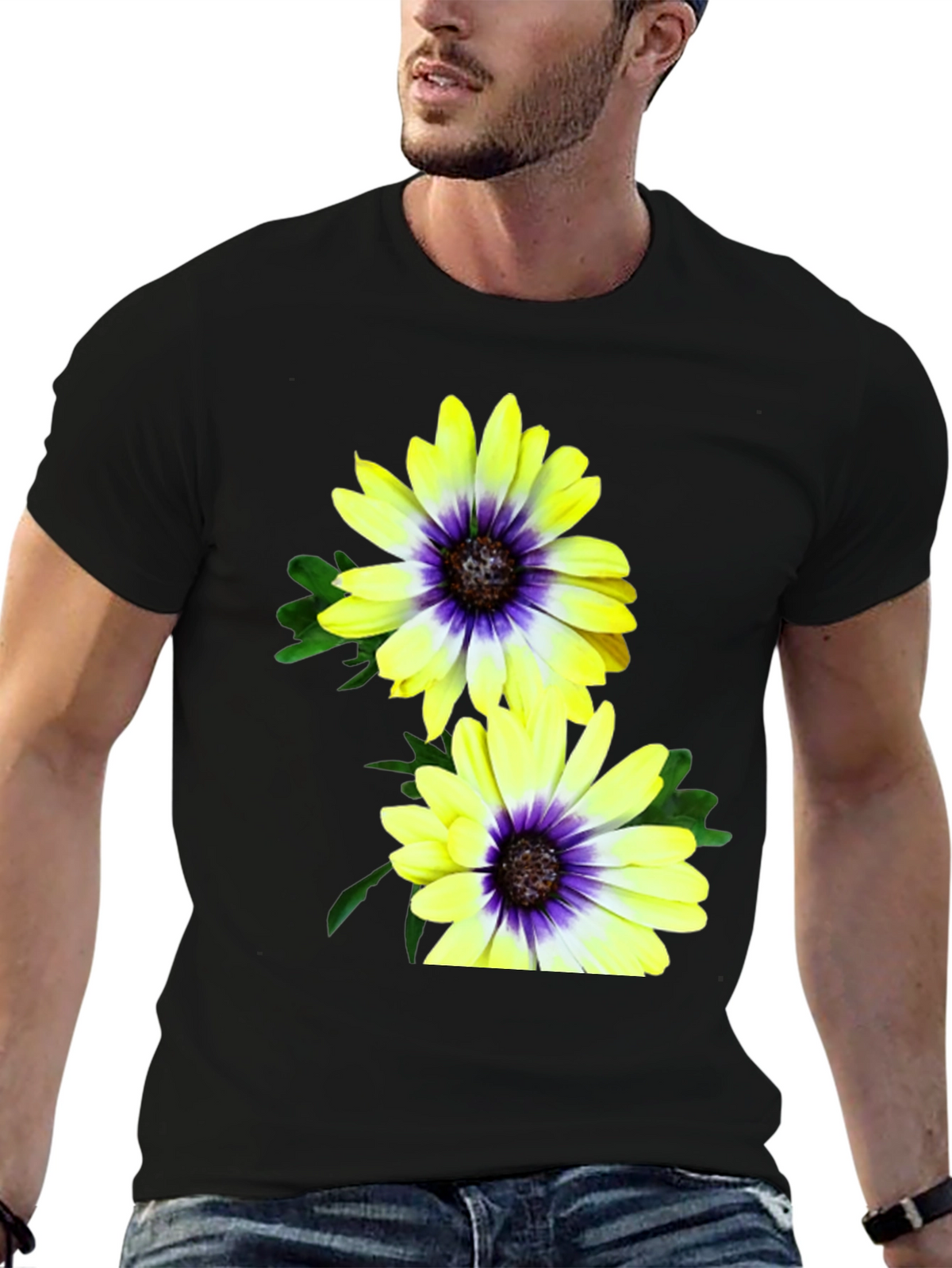 Floral T-Shirt: Yellow & Purple Daisy Print