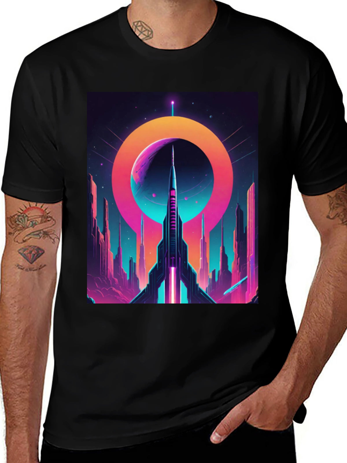 Retro Sci-Fi Rocket T-Shirt