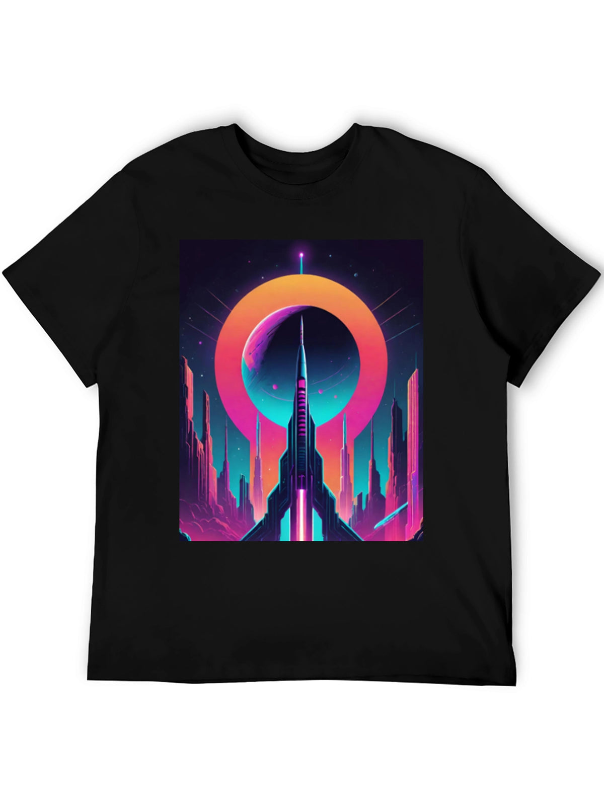 Retro Sci-Fi Rocket T-Shirt