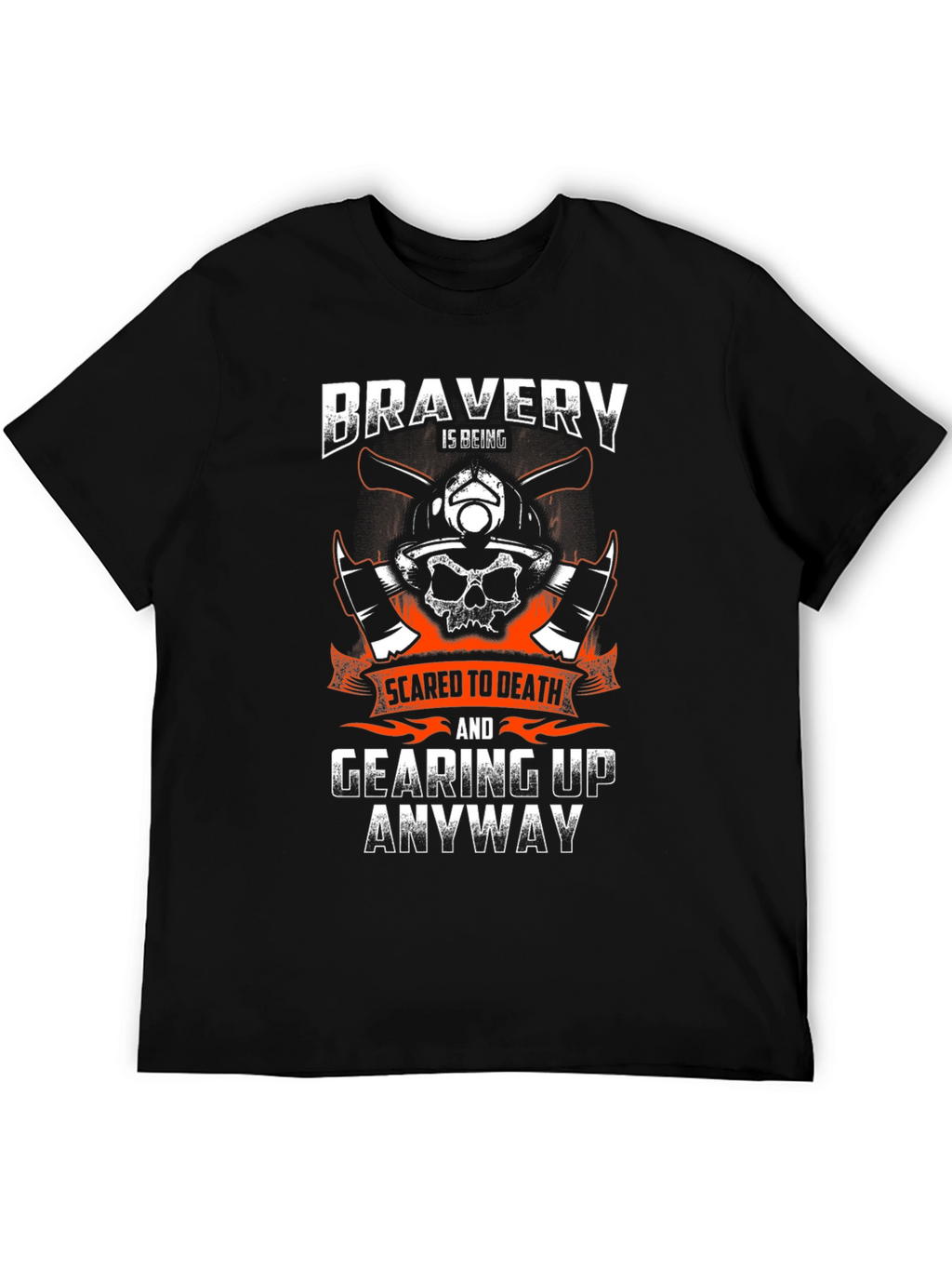 Bravery Firefighter Skull Graphic Tee