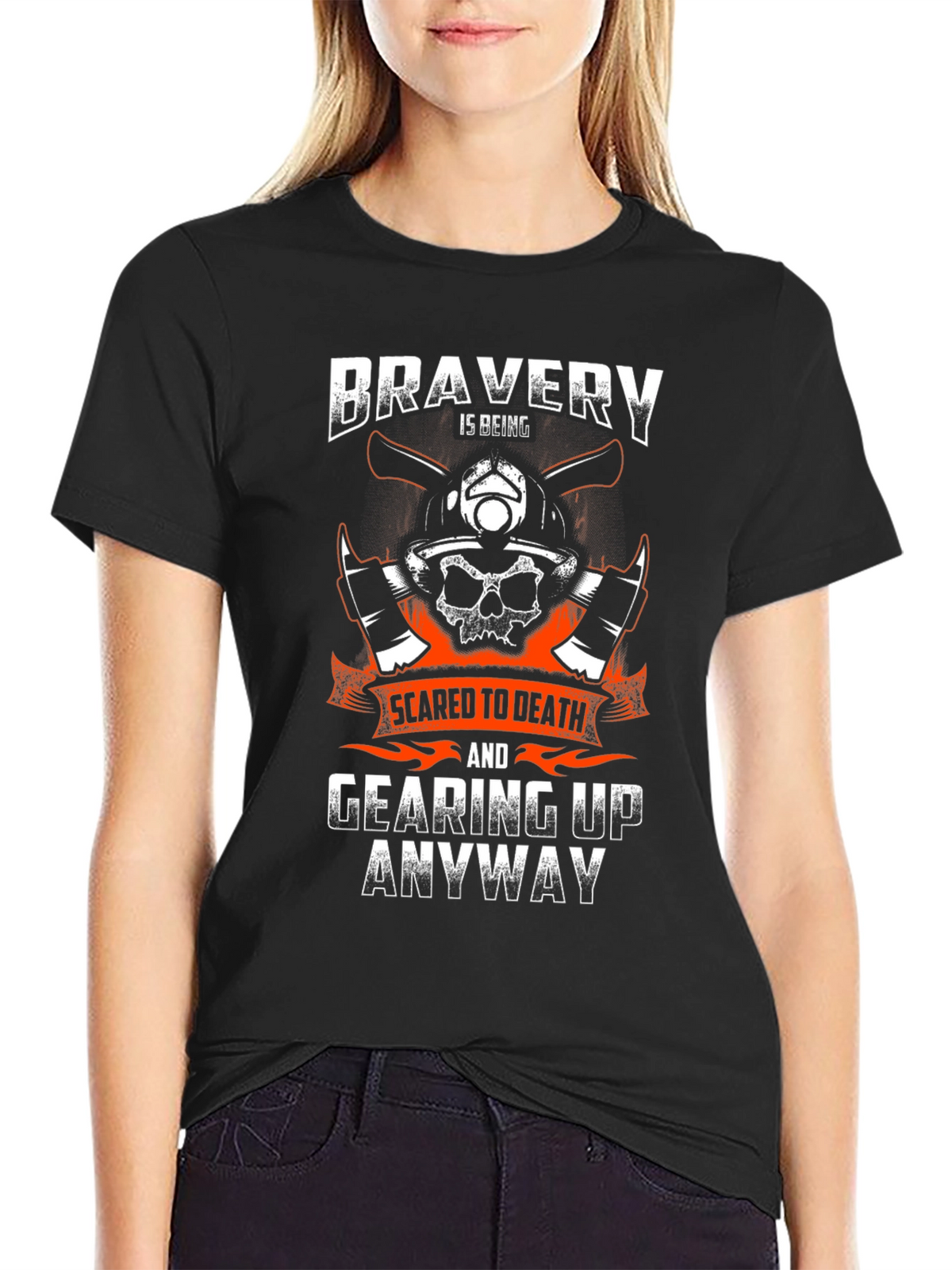 Bravery Firefighter Skull Graphic Tee