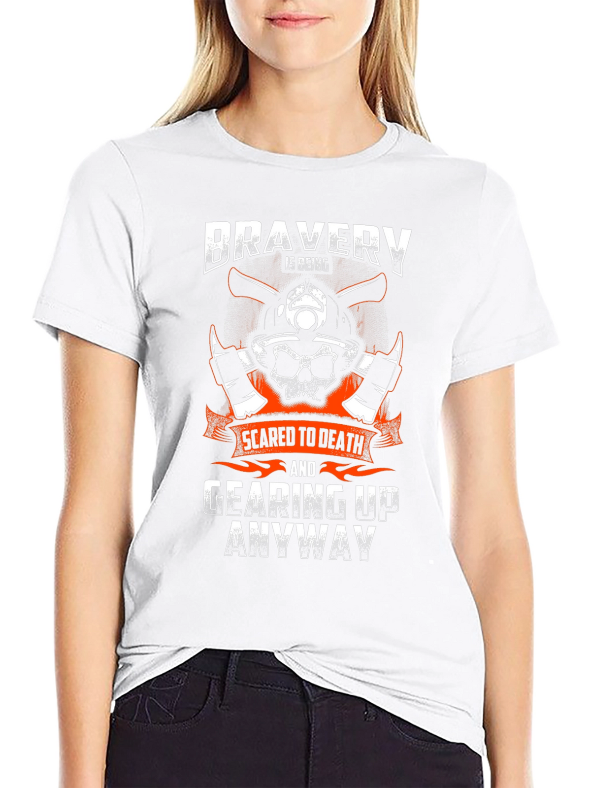 Bravery Firefighter Skull Graphic Tee