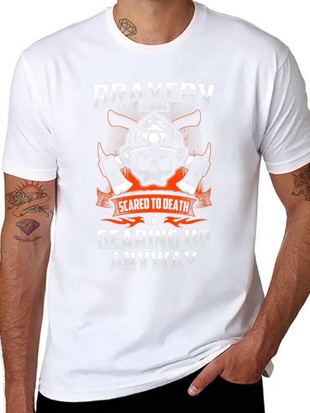 Bravery Firefighter Skull Graphic Tee