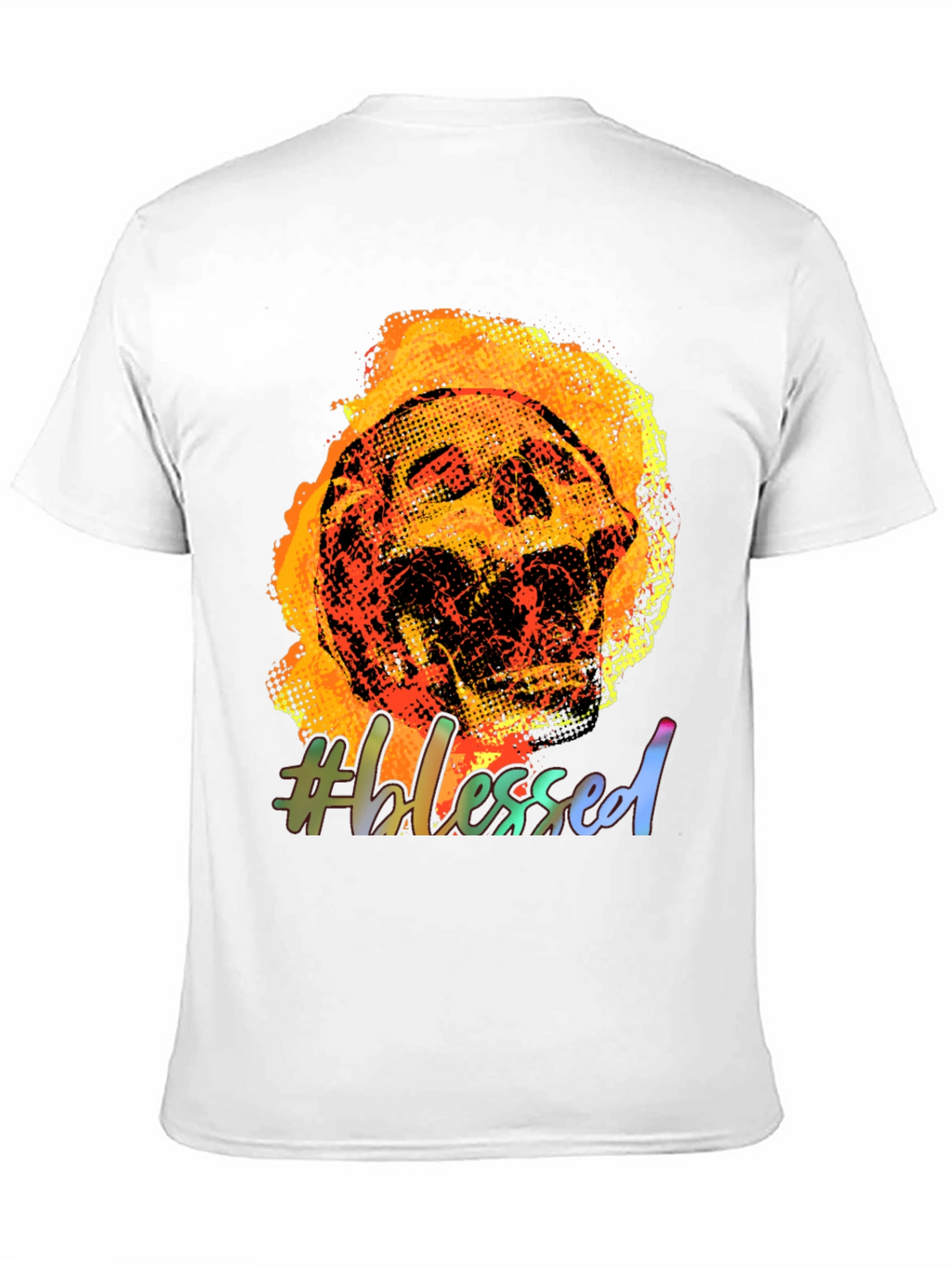 Fiery Skull #Blessed Graphic Tee - Black Cotton T-Shirt