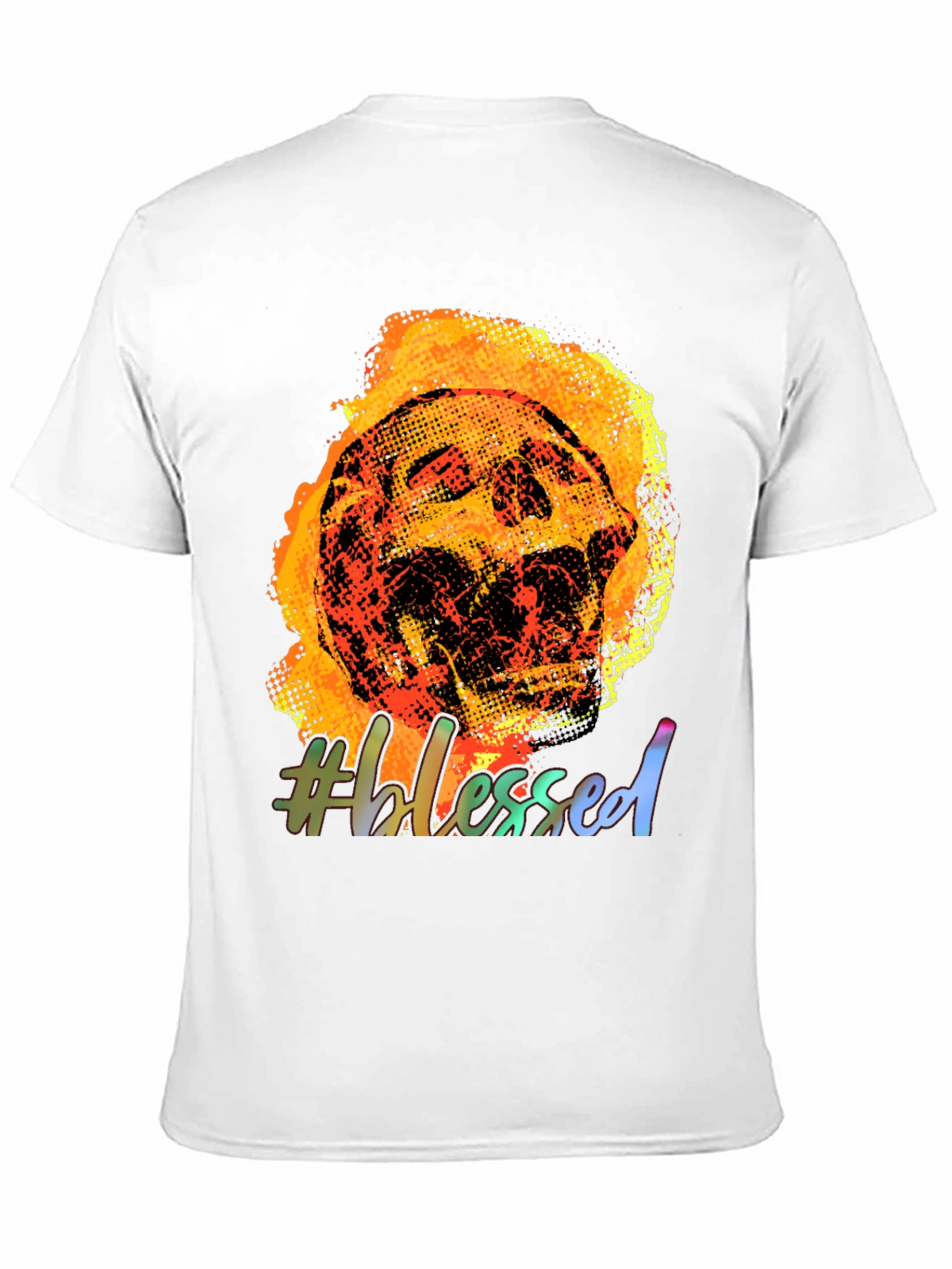 Fiery Skull #Blessed Graphic Tee - Black Cotton T-Shirt