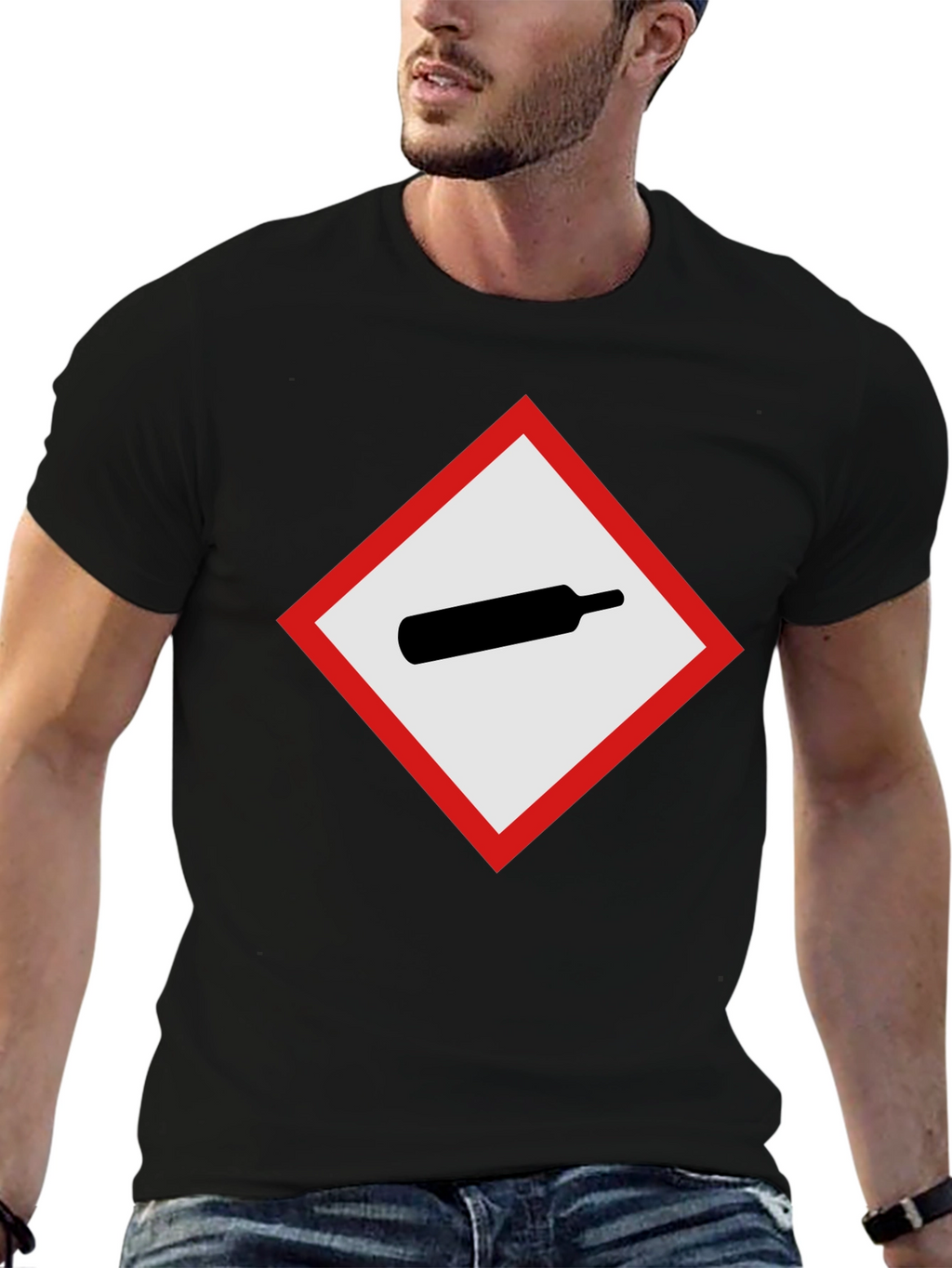 GHS Gas Cylinder T-Shirt - Black Crew Neck Tee