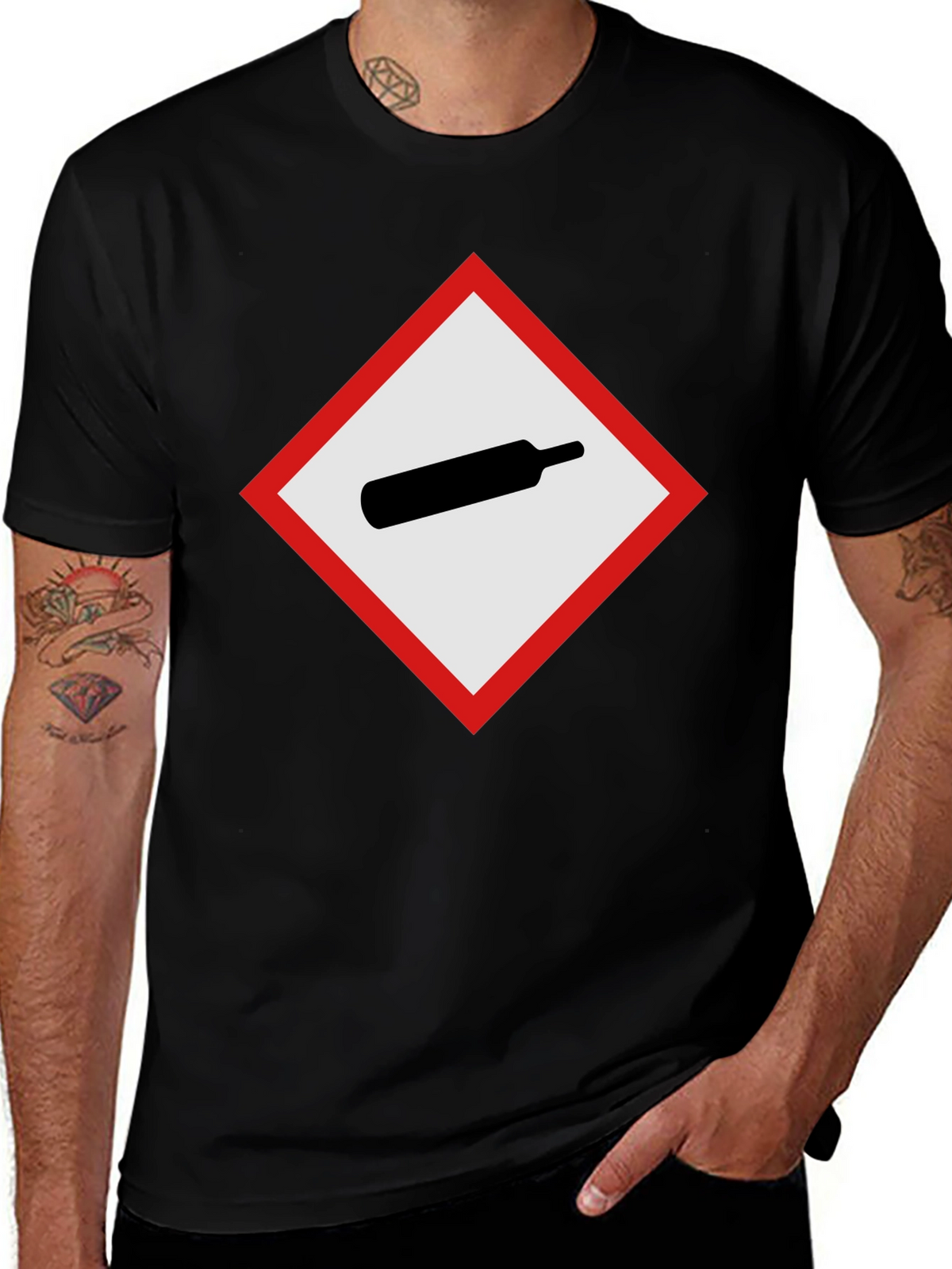 GHS Gas Cylinder T-Shirt - Black Crew Neck Tee
