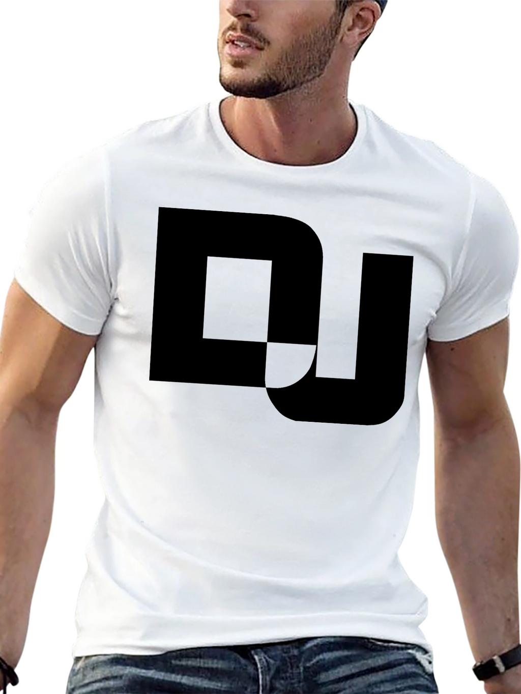 Mens Black Graphic Tee - DJ Logo Design