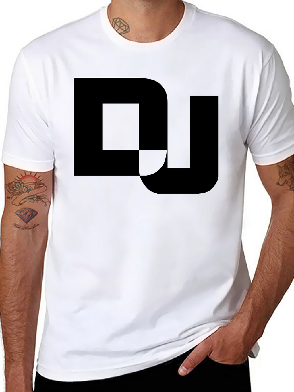 Mens Black Graphic Tee - DJ Logo Design