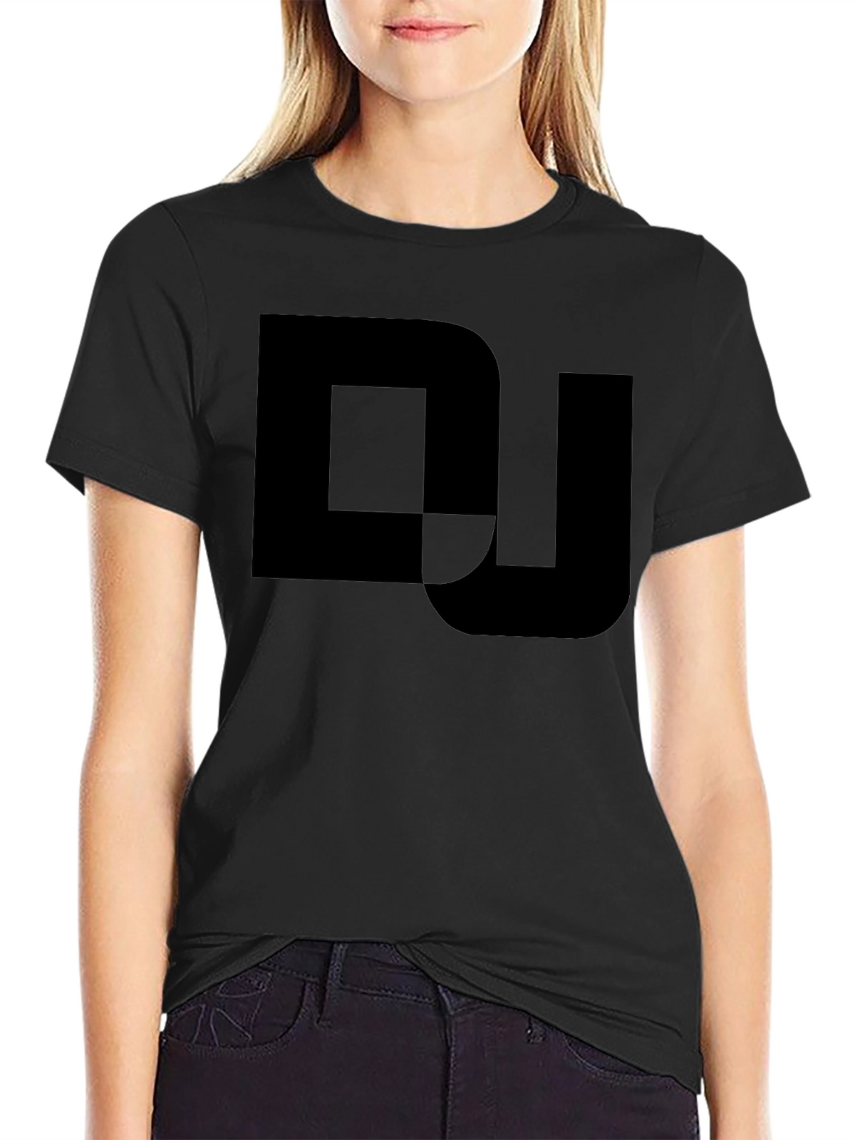 Mens Black Graphic Tee - DJ Logo Design