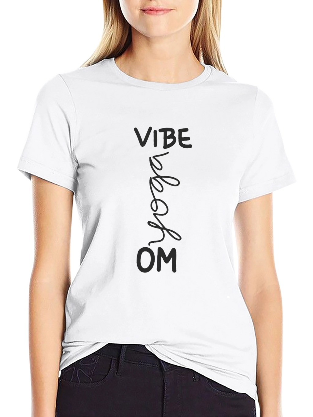 Mens Black Vibe Yoga Om Graphic Tee