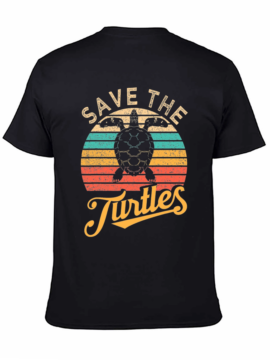 Save the Turtles Black Graphic T-Shirt