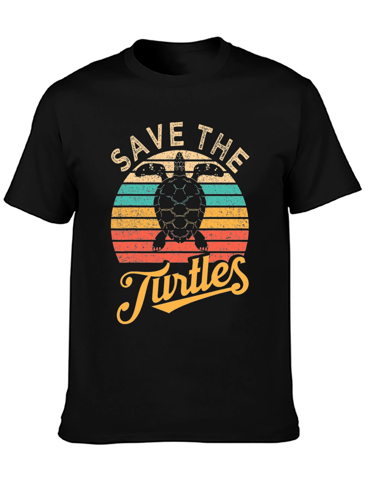 Save the Turtles Black Graphic T-Shirt