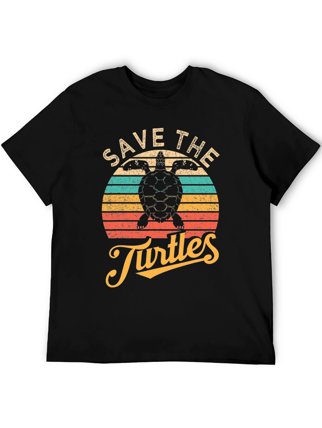 Save the Turtles Black Graphic T-Shirt
