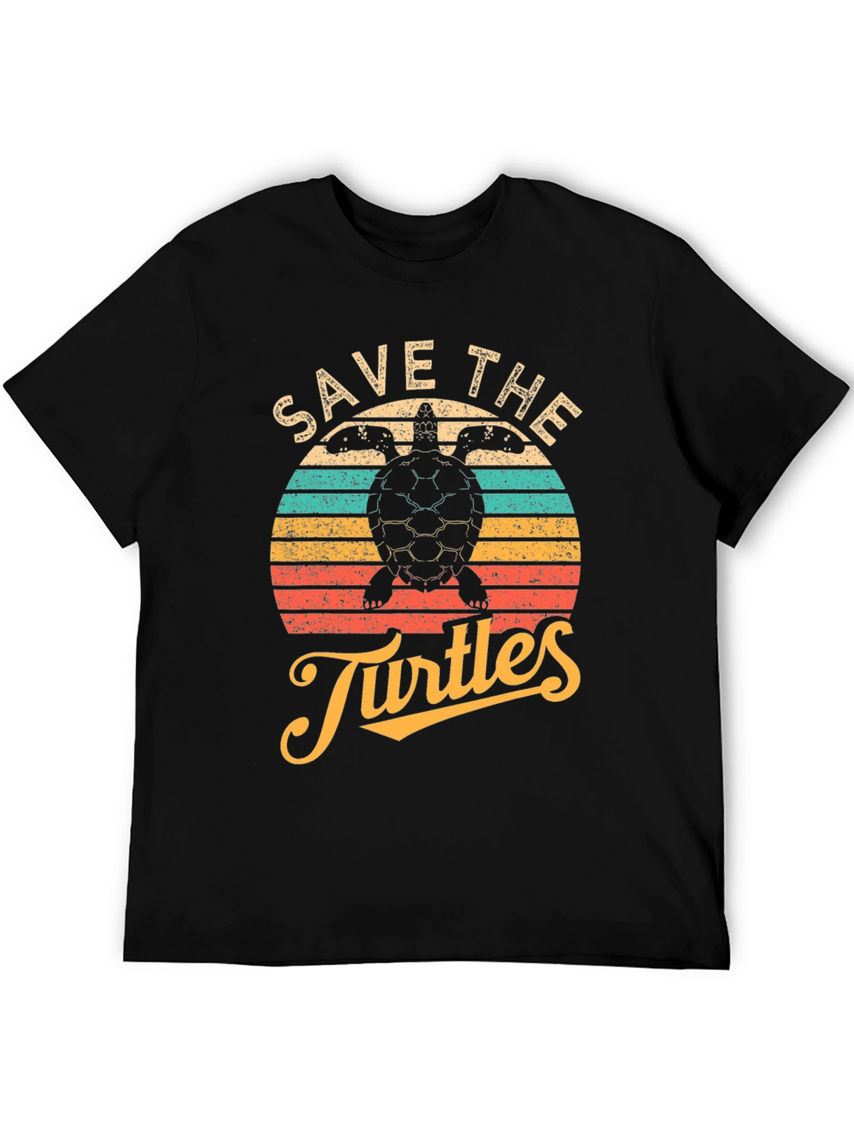 Save the Turtles Black Graphic T-Shirt