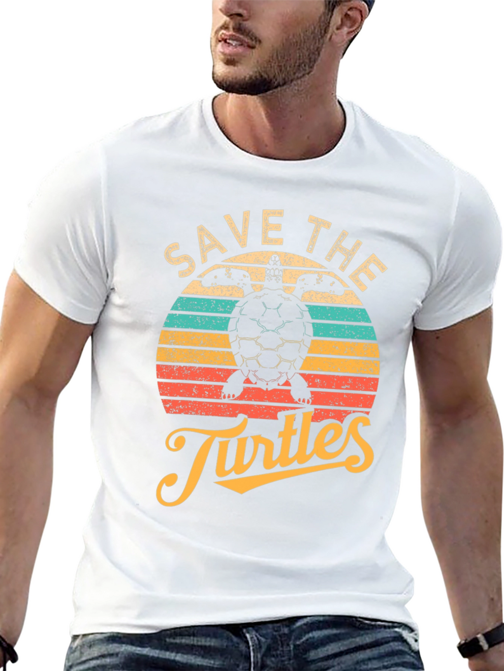 Save the Turtles Black Graphic T-Shirt