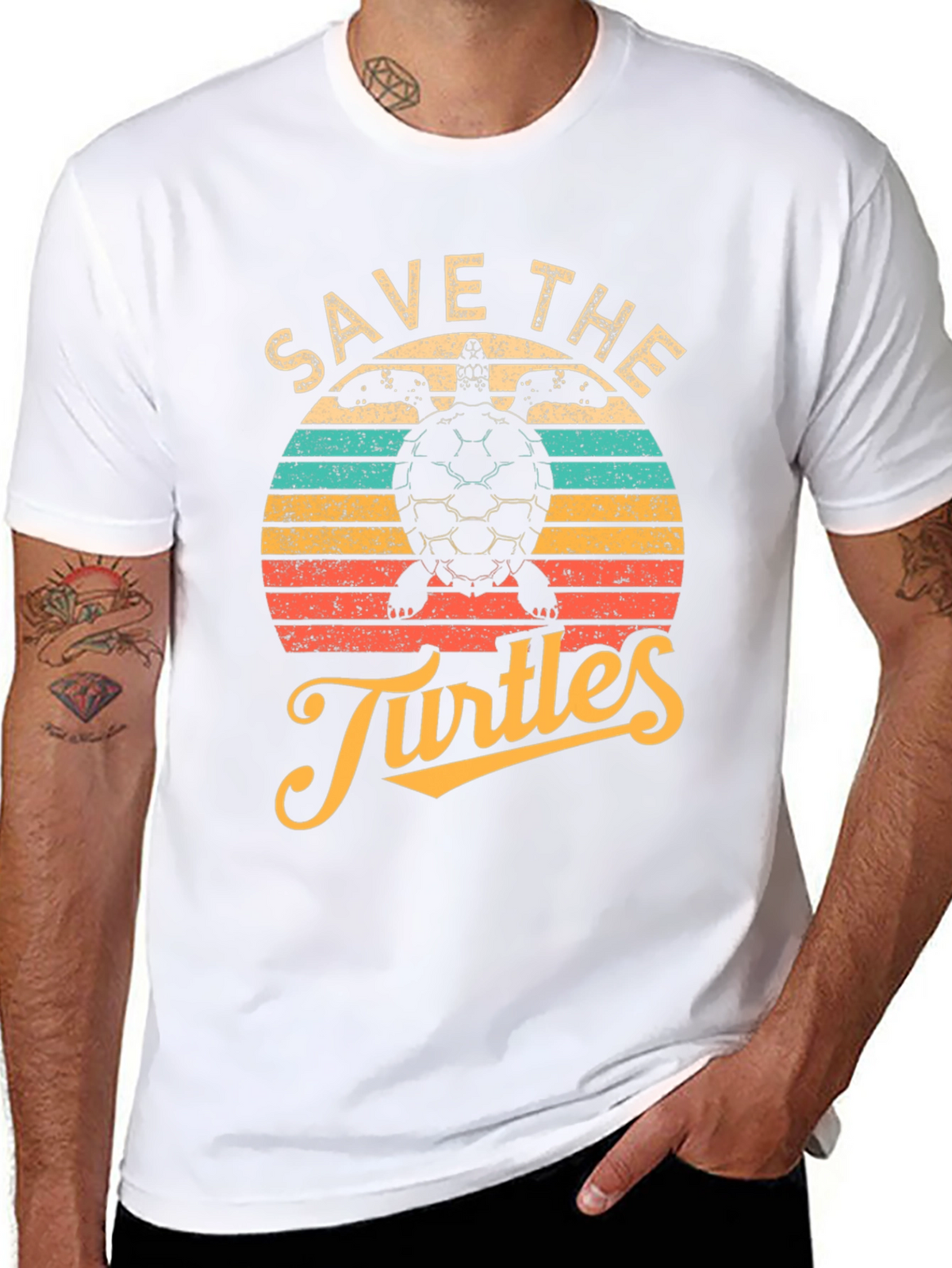 Save the Turtles Black Graphic T-Shirt