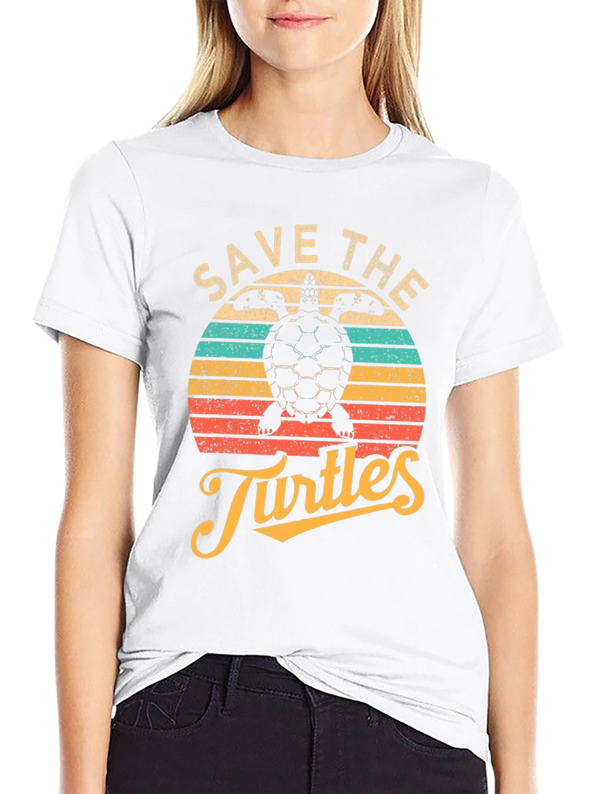 Save the Turtles Black Graphic T-Shirt