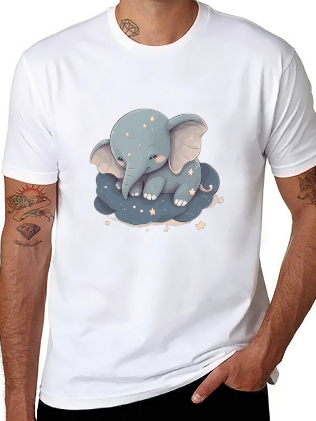 Cute Elephant On Cloud Graphic Tee