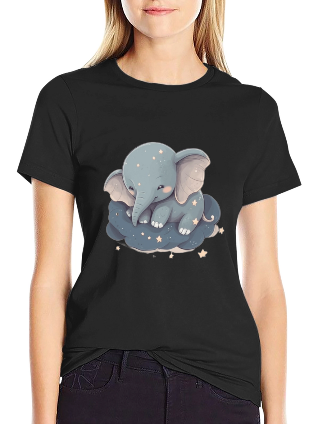 Cute Elephant On Cloud Graphic Tee