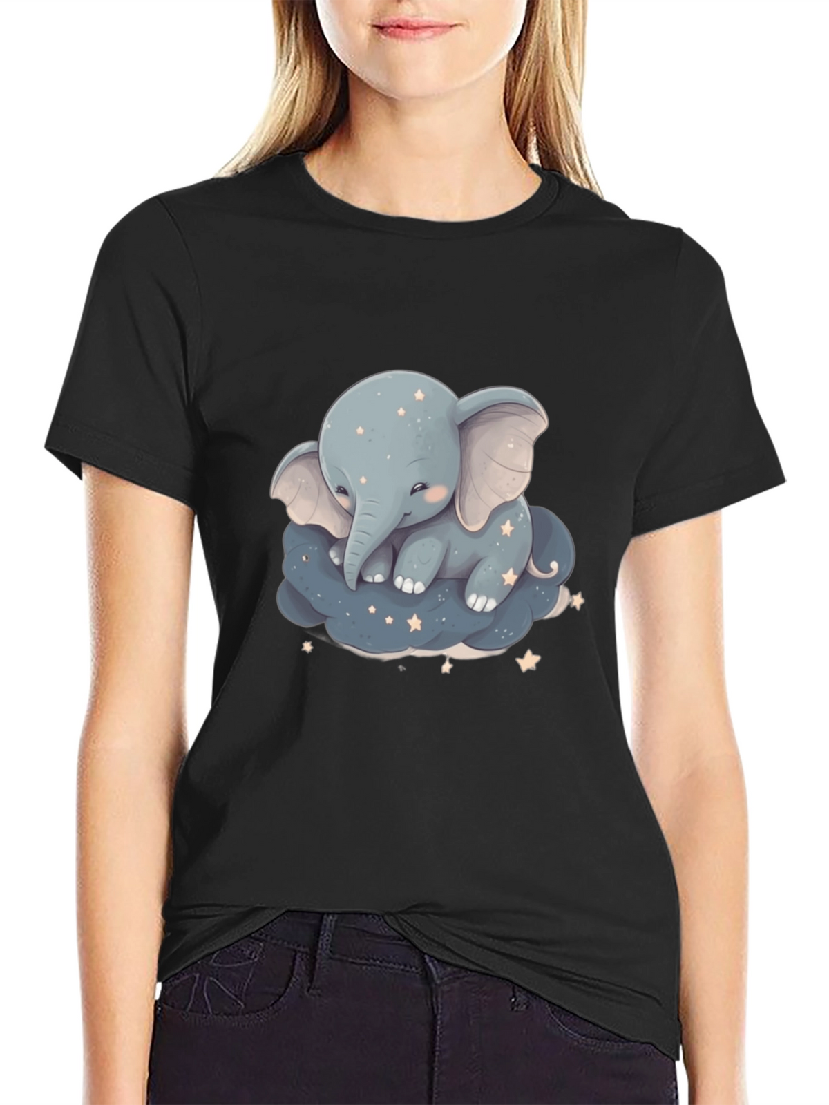 Cute Elephant On Cloud Graphic Tee
