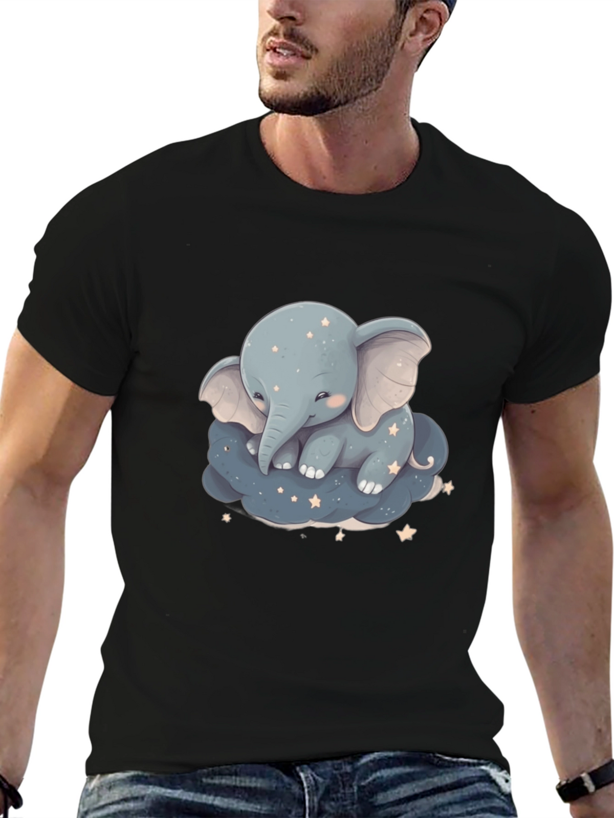 Cute Elephant On Cloud Graphic Tee