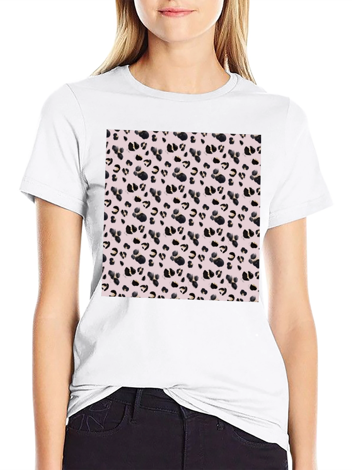 Leopard Print Black Tee