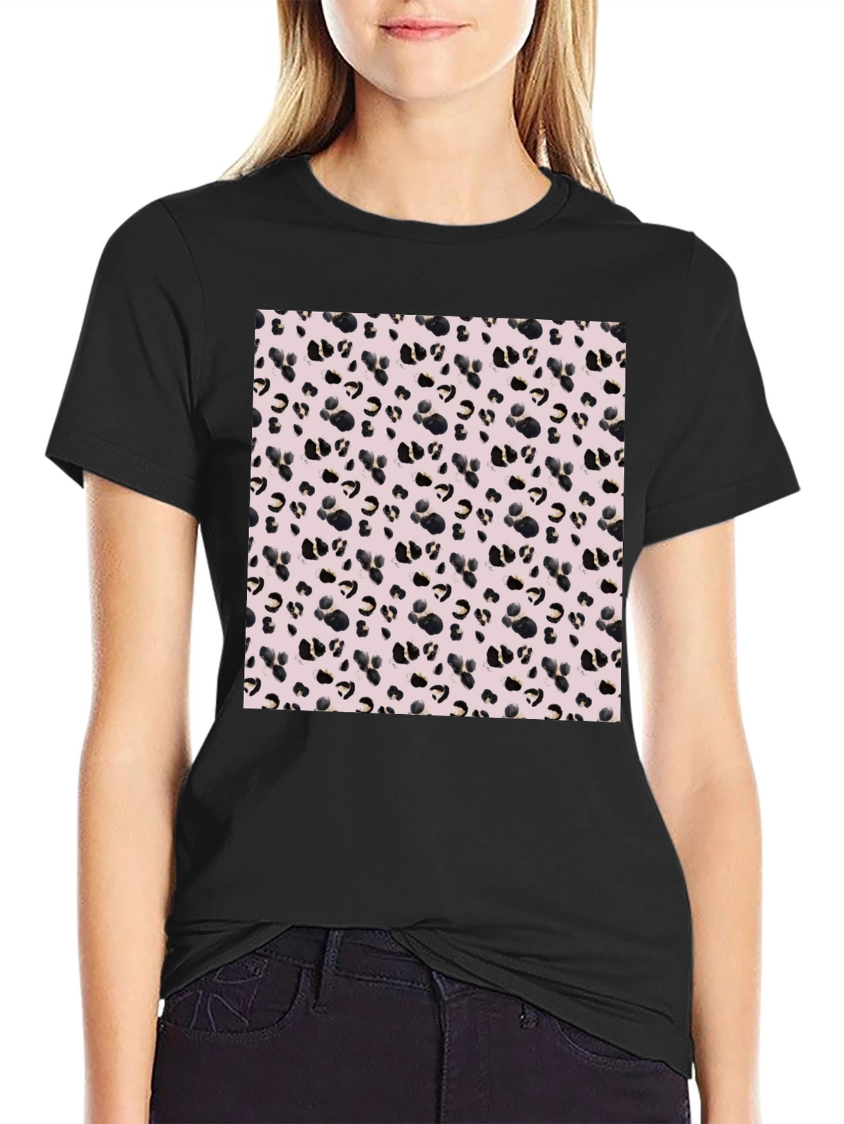 Leopard Print Black Tee
