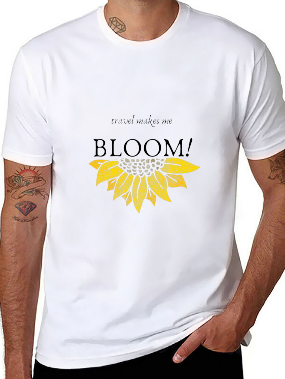 Travel Makes Me Bloom Black Graphic Tee