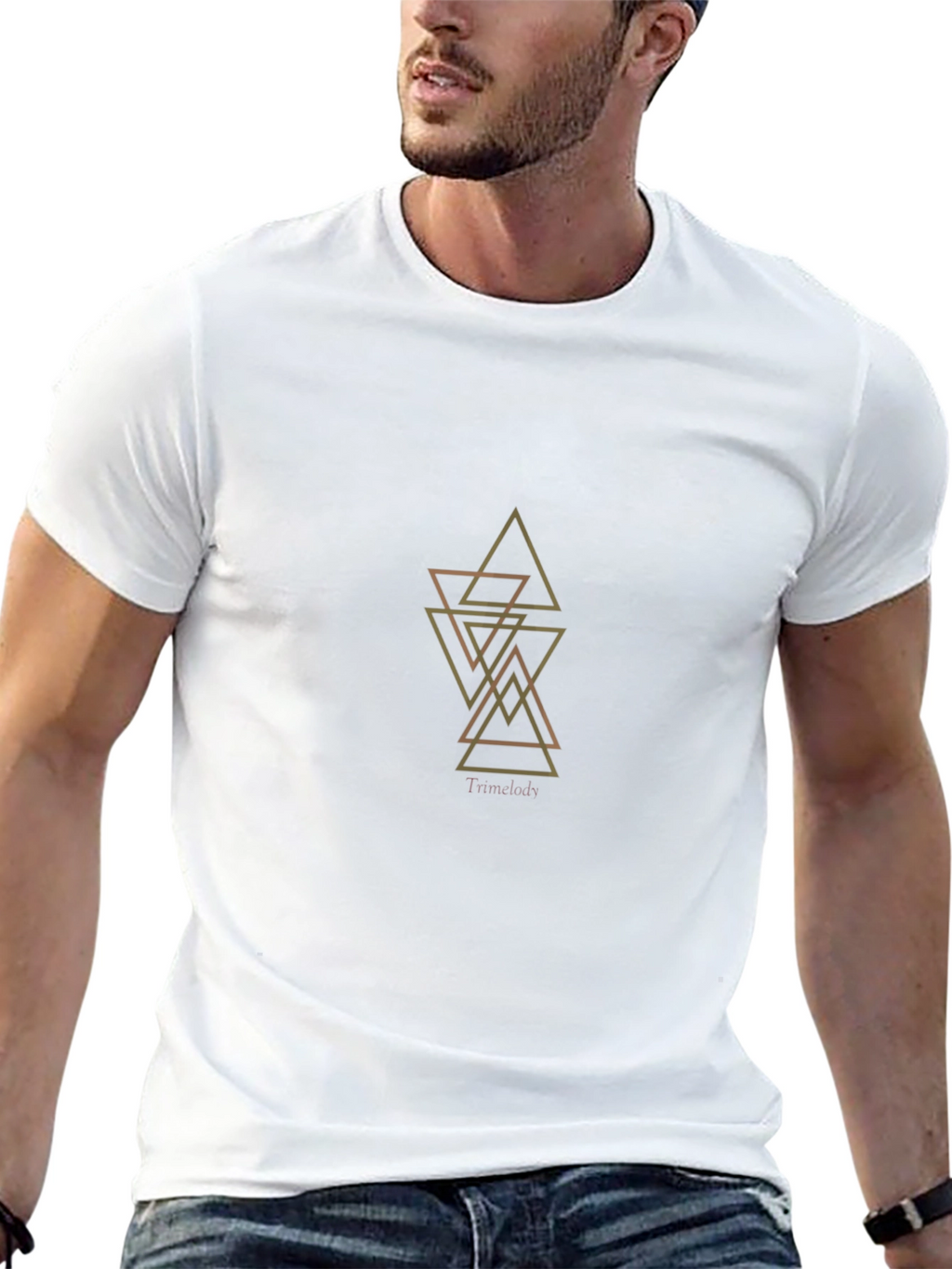 Geometric Triangles Graphic Tee - Black Cotton Blend
