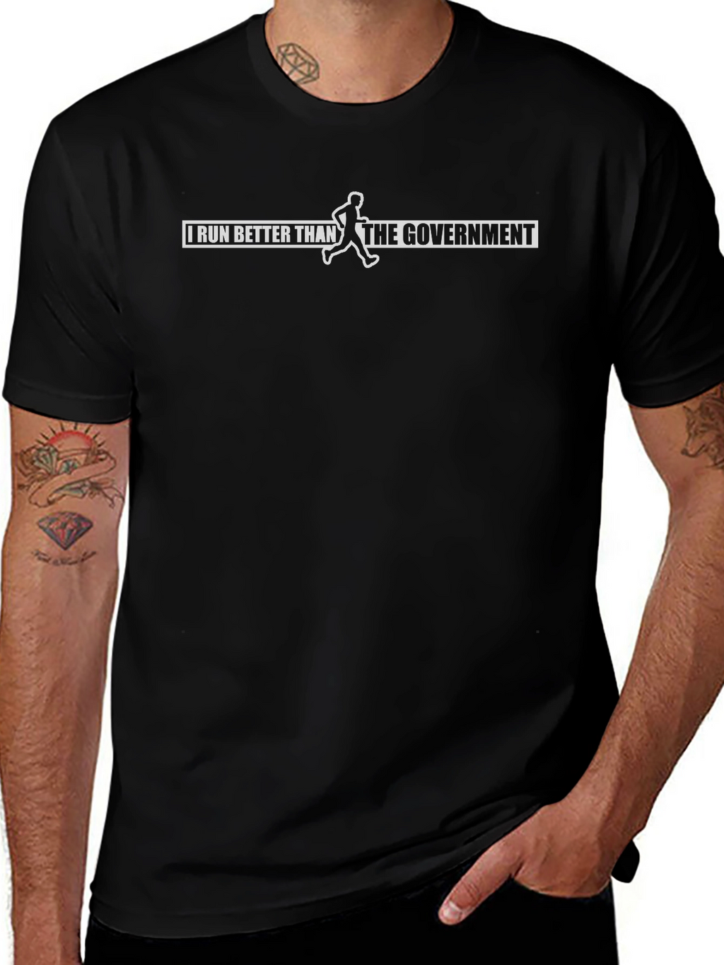 I Run Better Than the Government Black T-Shirt