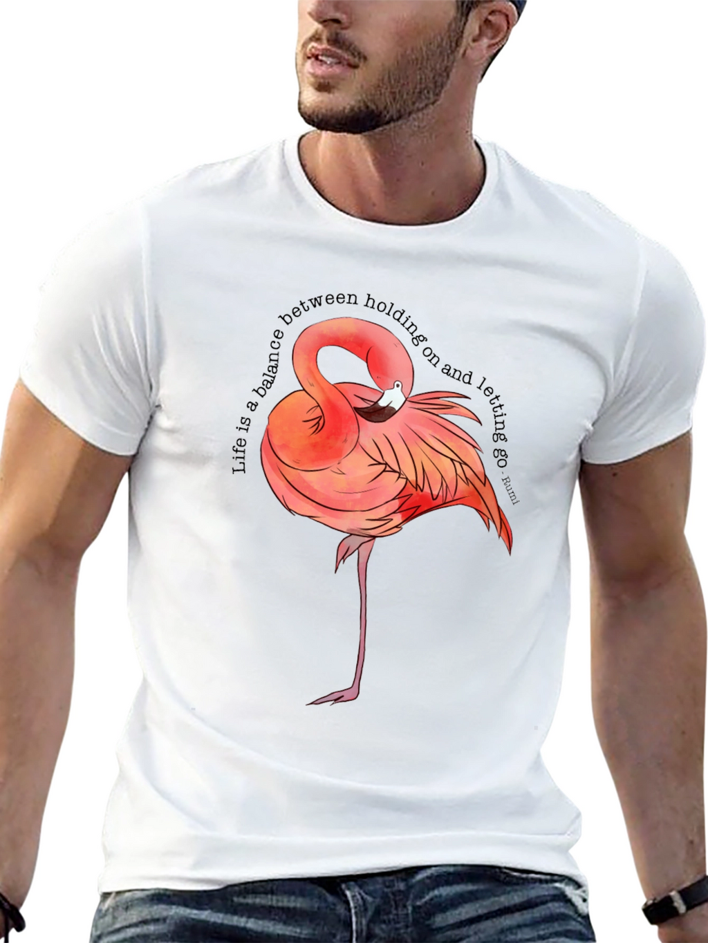 Flamingo Graphic Tee - Balance Quote T-Shirt