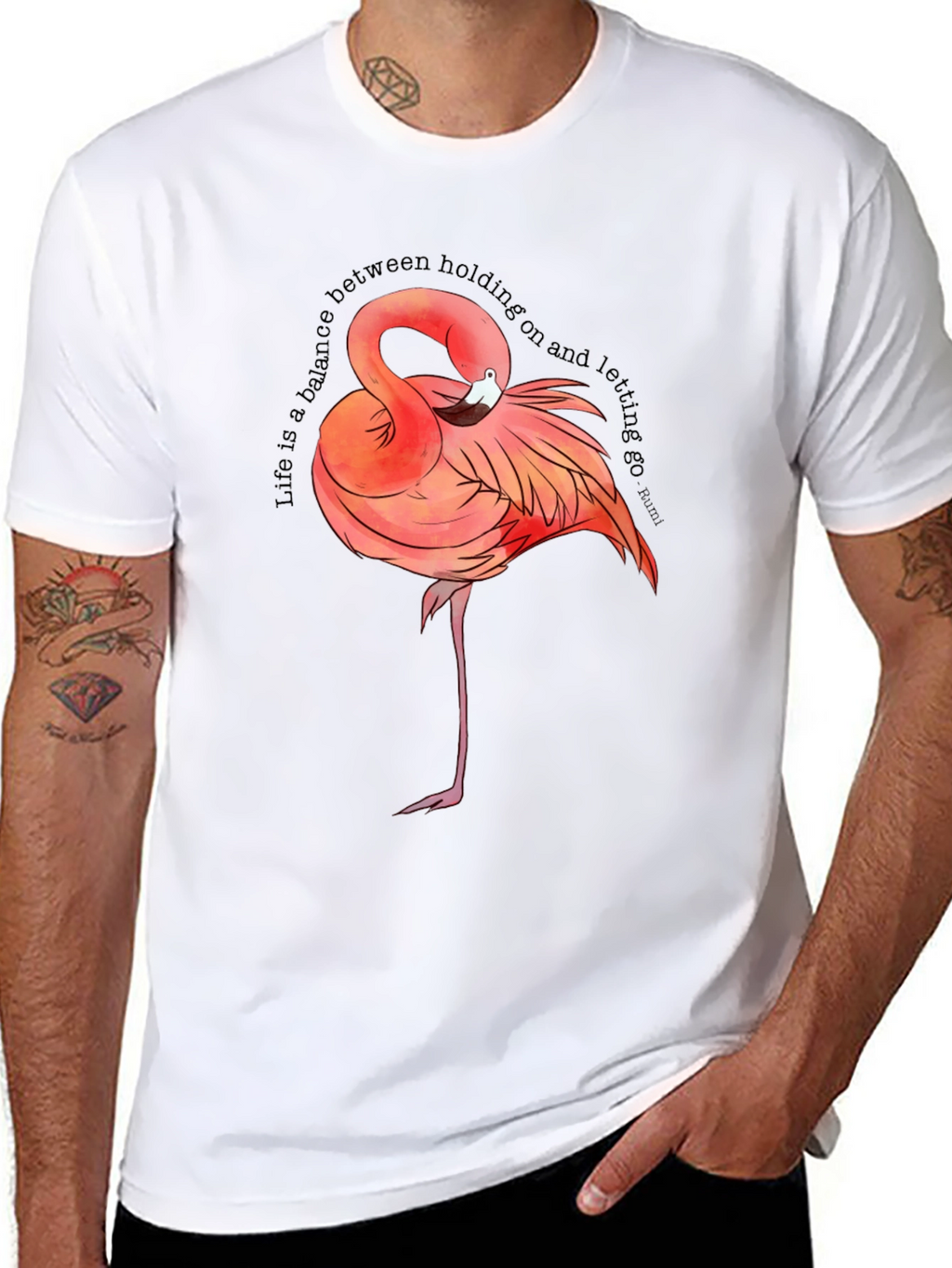 Flamingo Graphic Tee - Balance Quote T-Shirt