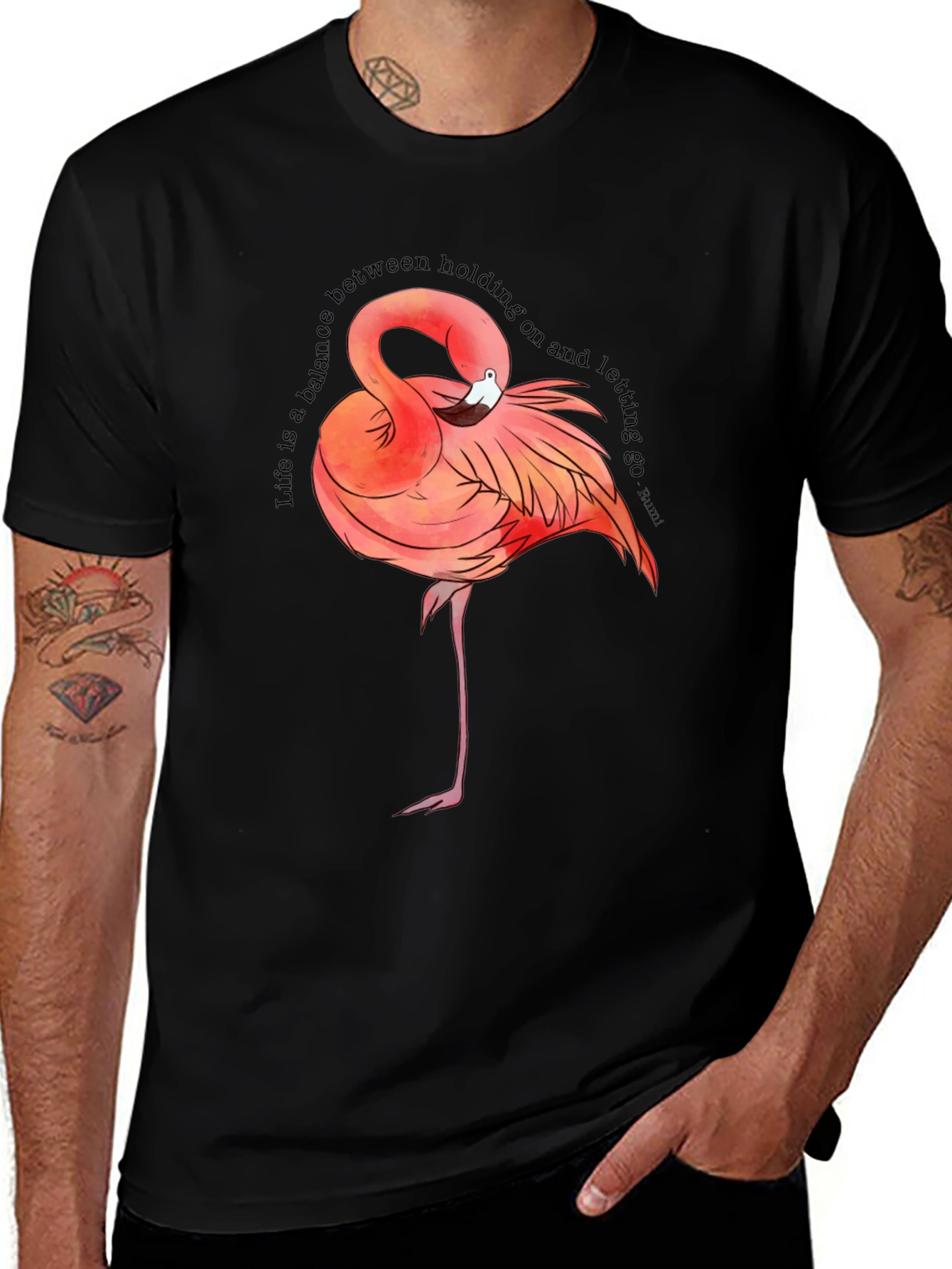 Flamingo Graphic Tee - Balance Quote T-Shirt