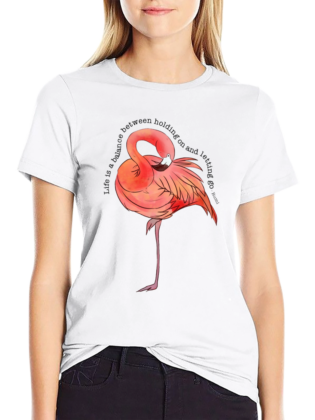 Flamingo Graphic Tee - Balance Quote T-Shirt