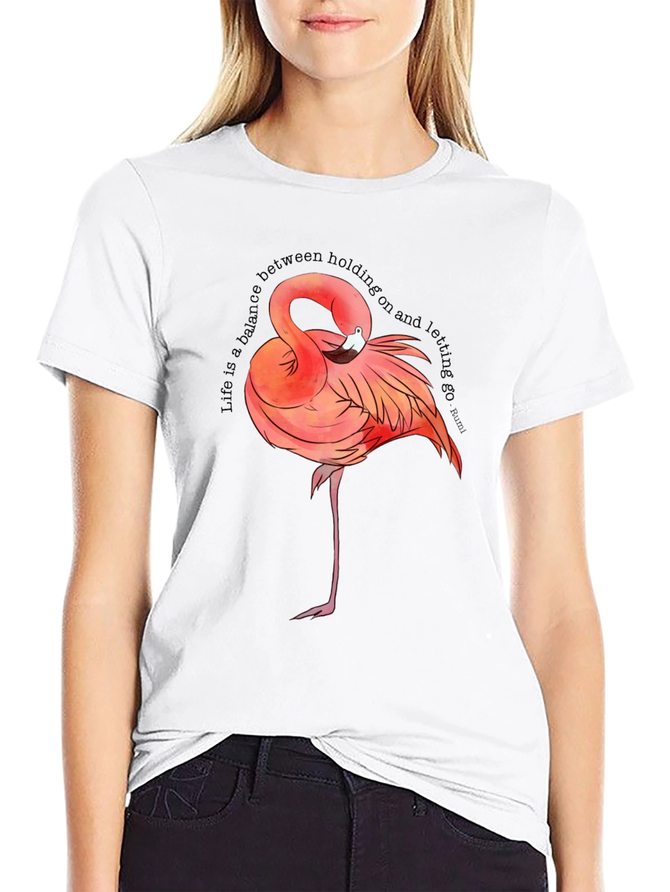 Flamingo Graphic Tee - Balance Quote T-Shirt