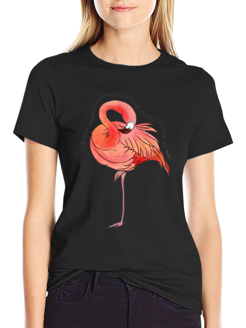 Flamingo Graphic Tee - Balance Quote T-Shirt