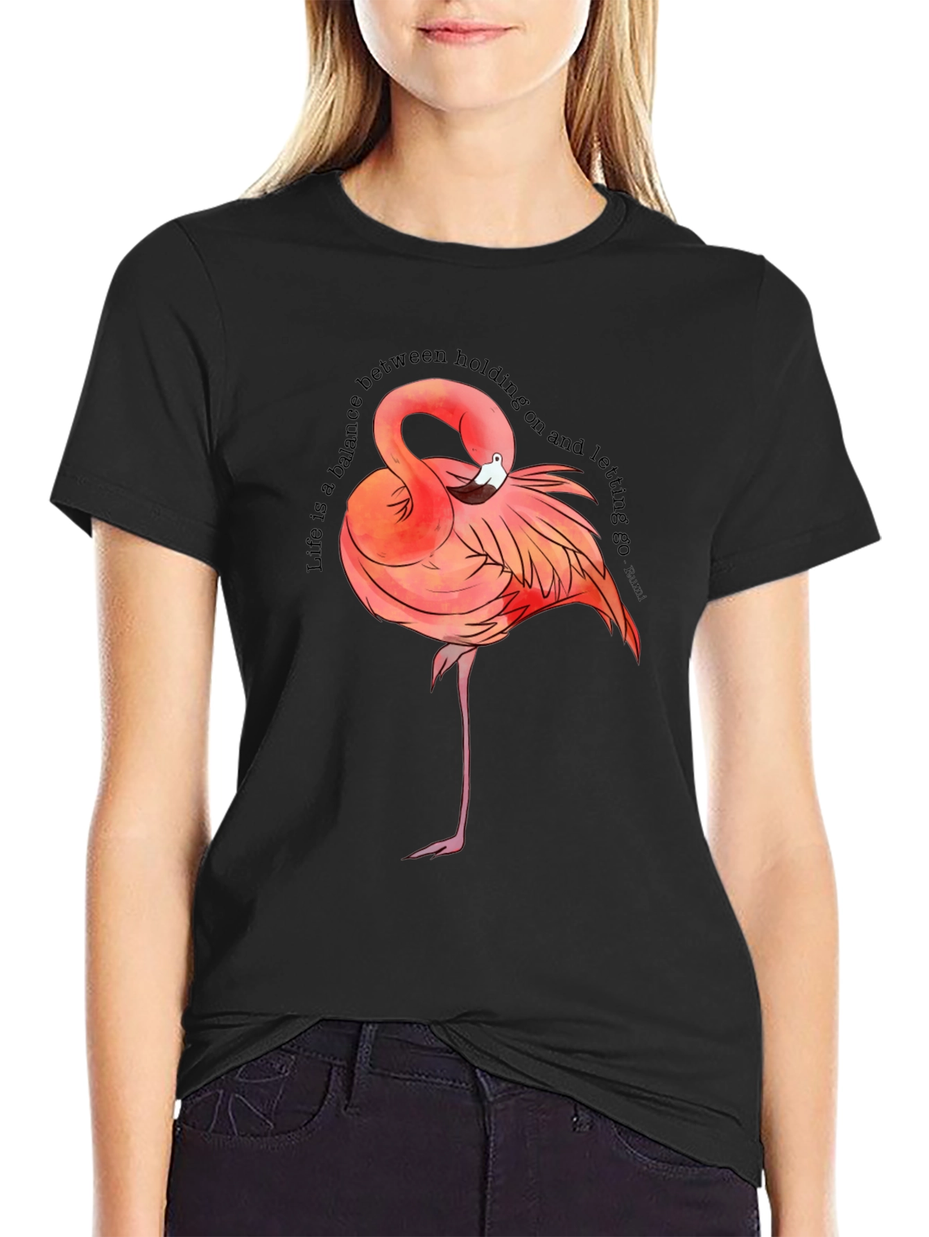 Flamingo Graphic Tee - Balance Quote T-Shirt