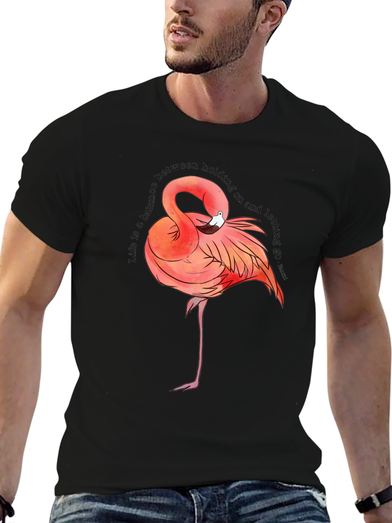 Flamingo Graphic Tee - Balance Quote T-Shirt