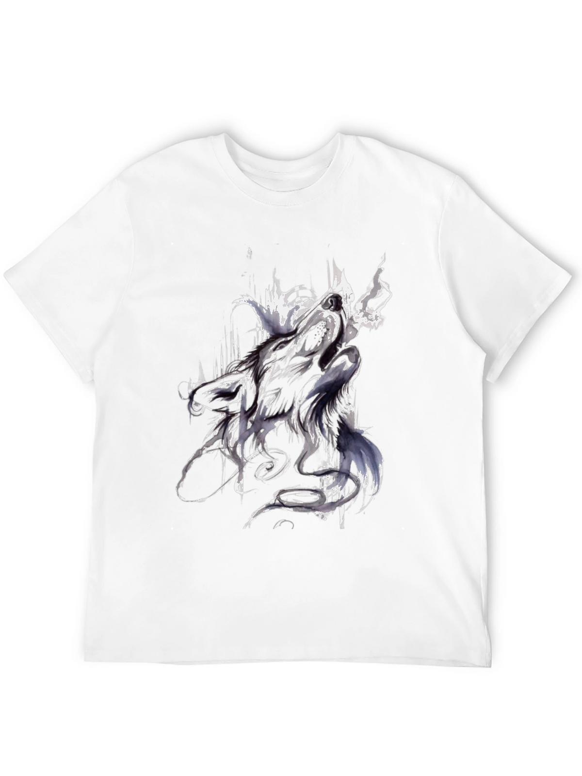 Abstract Wolf Graphic Black T-Shirt