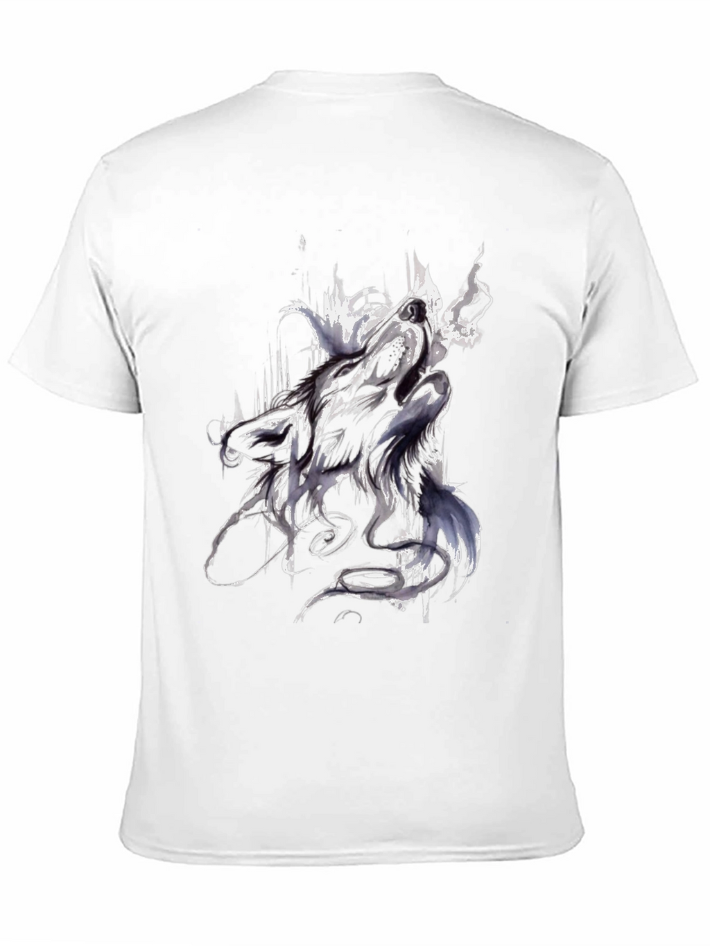 Abstract Wolf Graphic Black T-Shirt