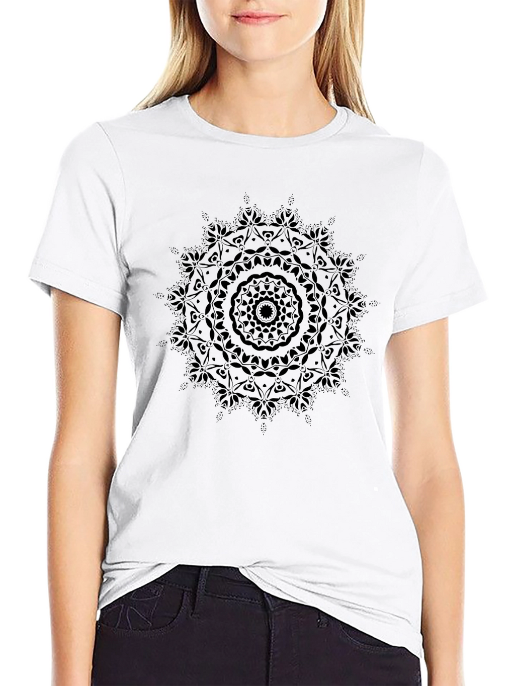Black Mandala Graphic Tee - Soft Cotton