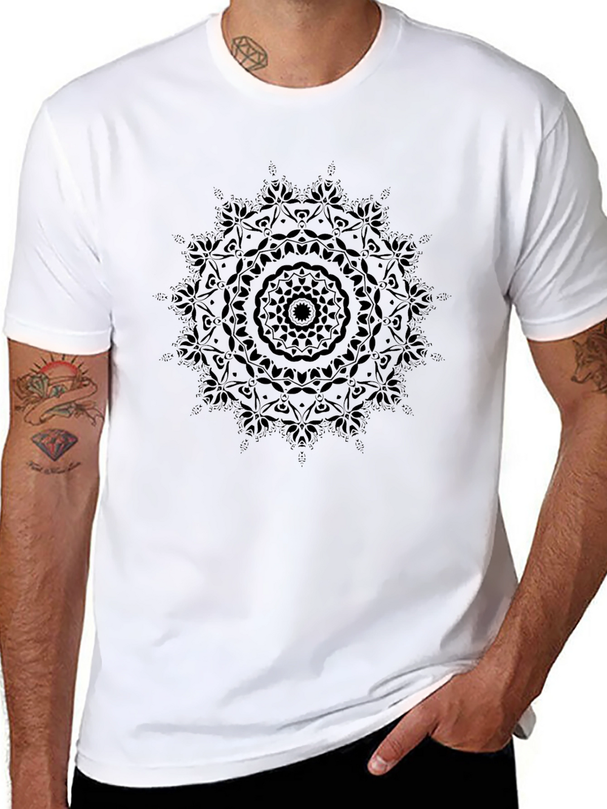Black Mandala Graphic Tee - Soft Cotton
