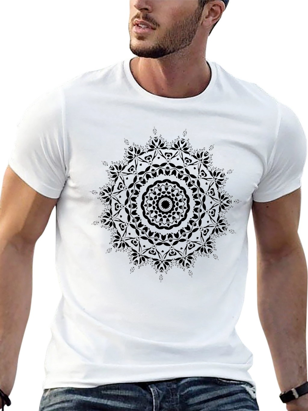Black Mandala Graphic Tee - Soft Cotton