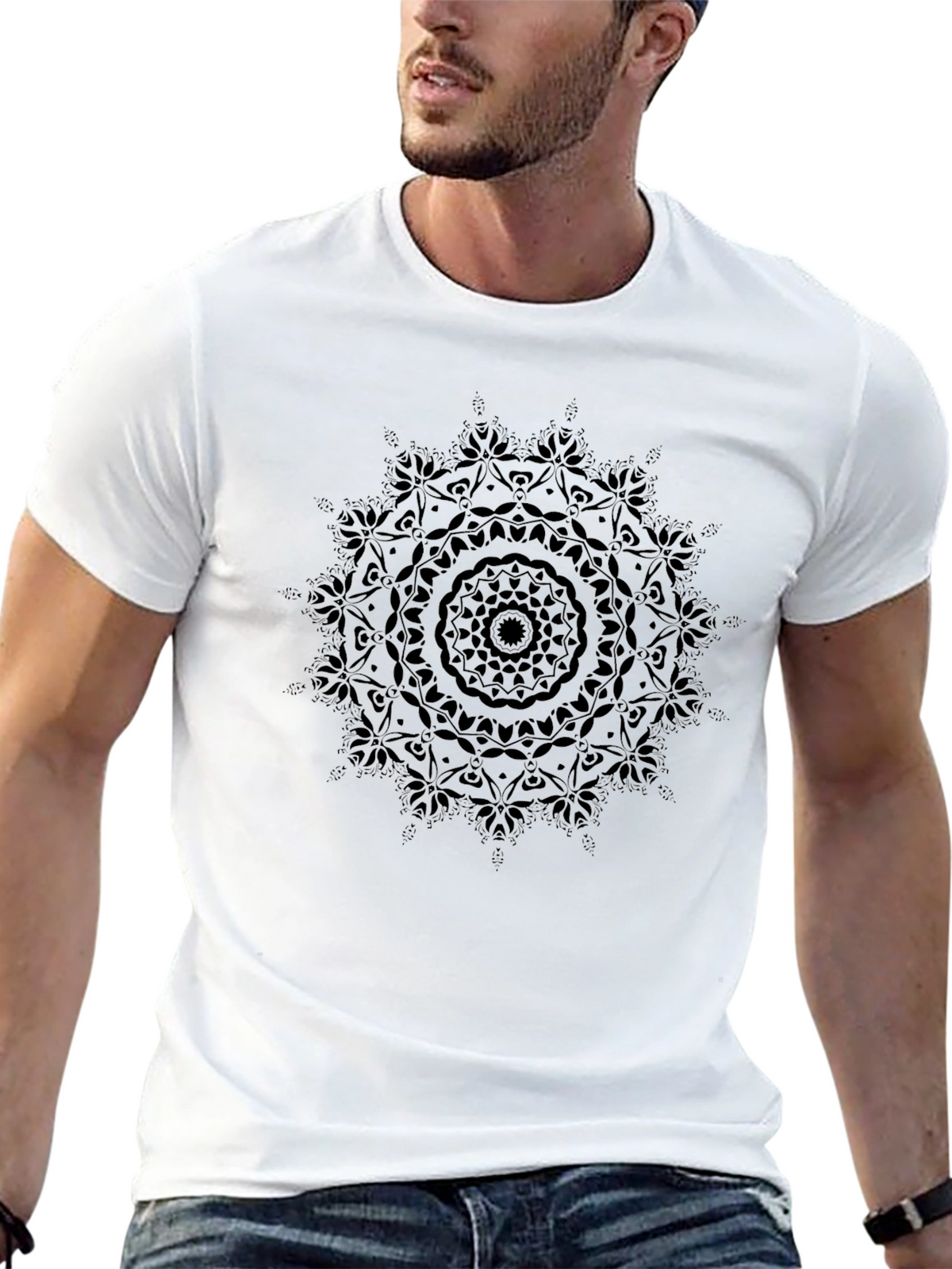 Black Mandala Graphic Tee - Soft Cotton