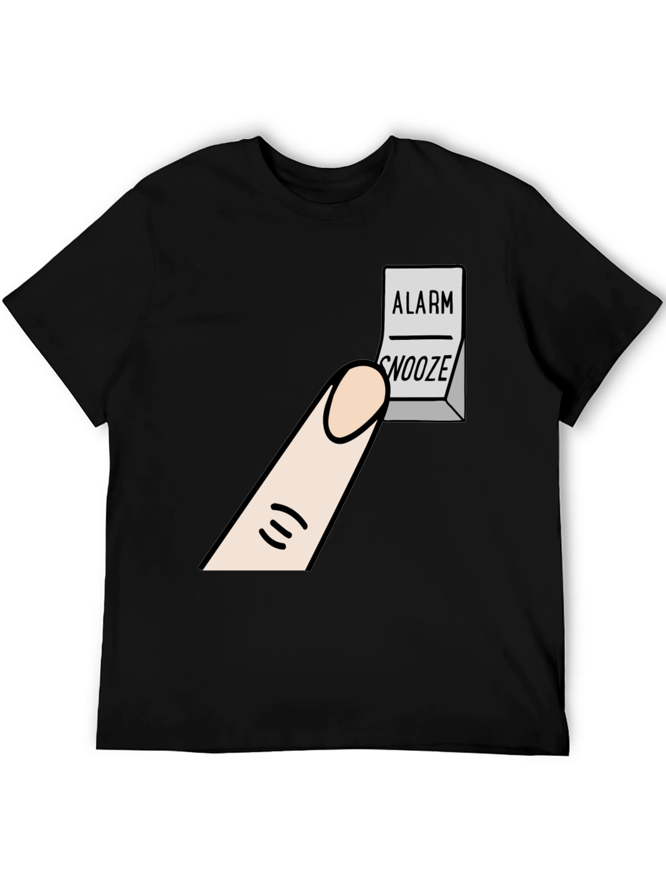 Alarm Snooze Button T-Shirt: Funny Cartoon Tee